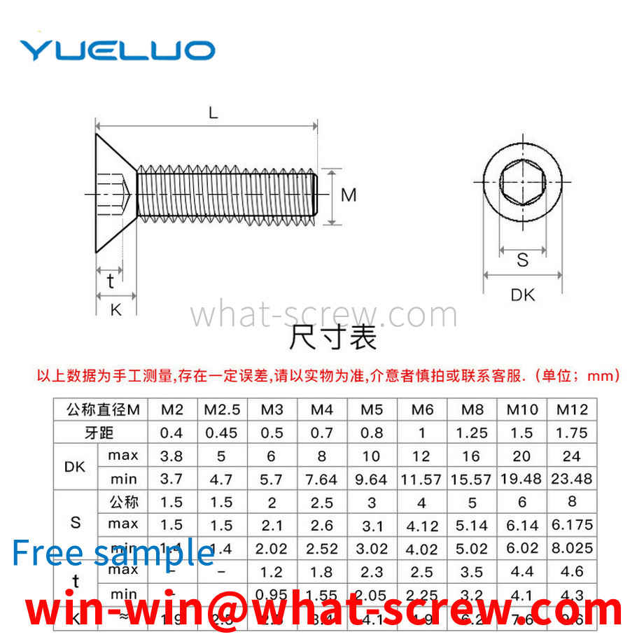 Stainless steel countersunk head