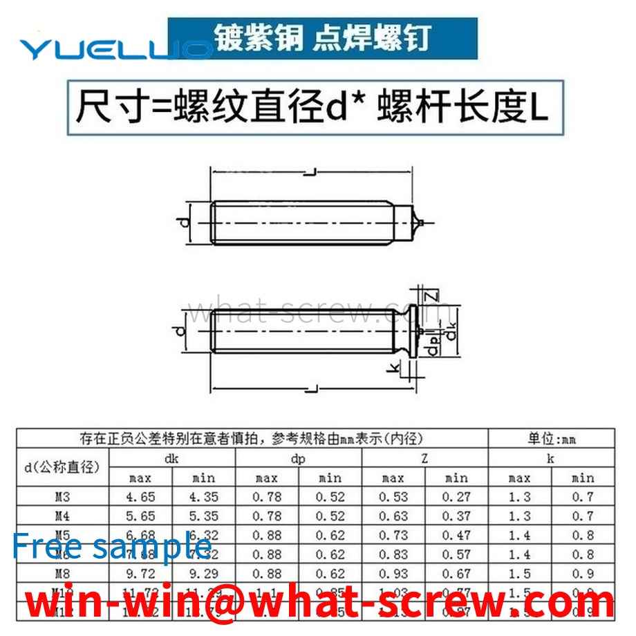 Custom Plated Copper Welding Screws