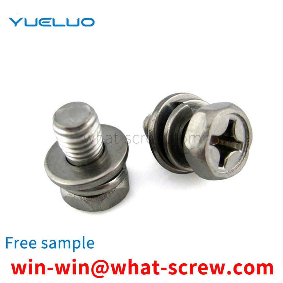 External hexagon cross with spring flat washer machine tooth combination screw