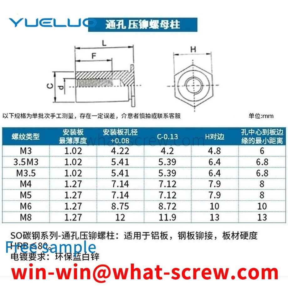 Customized through hole pressure riveting stud