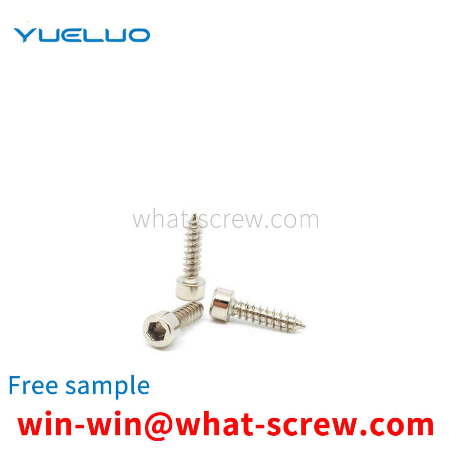 Self-tapping nickel-plated cylindrical head with inner hexagon pointed tail