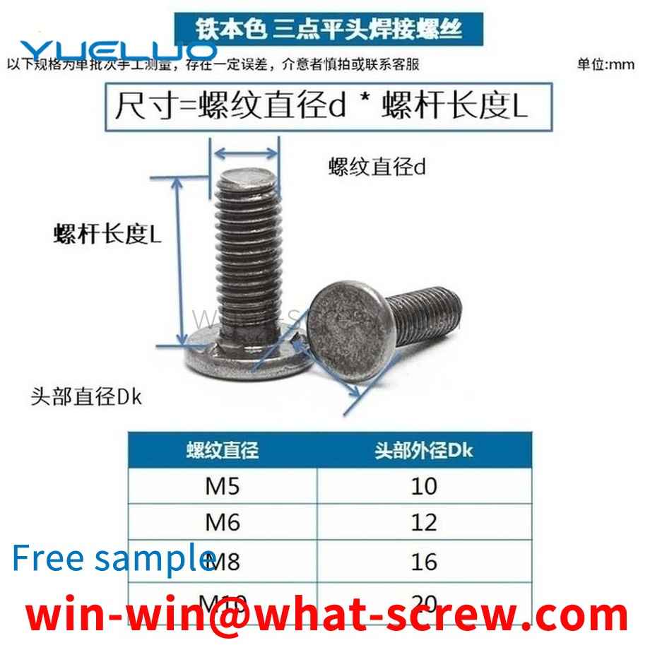 Custom three-point welding screws