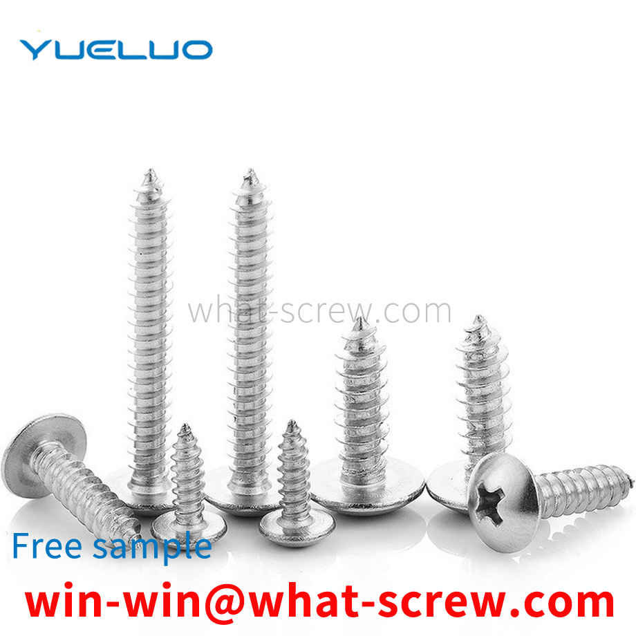 Customized nickel-plated and hardened cross recessed large flat head self-tapping screws