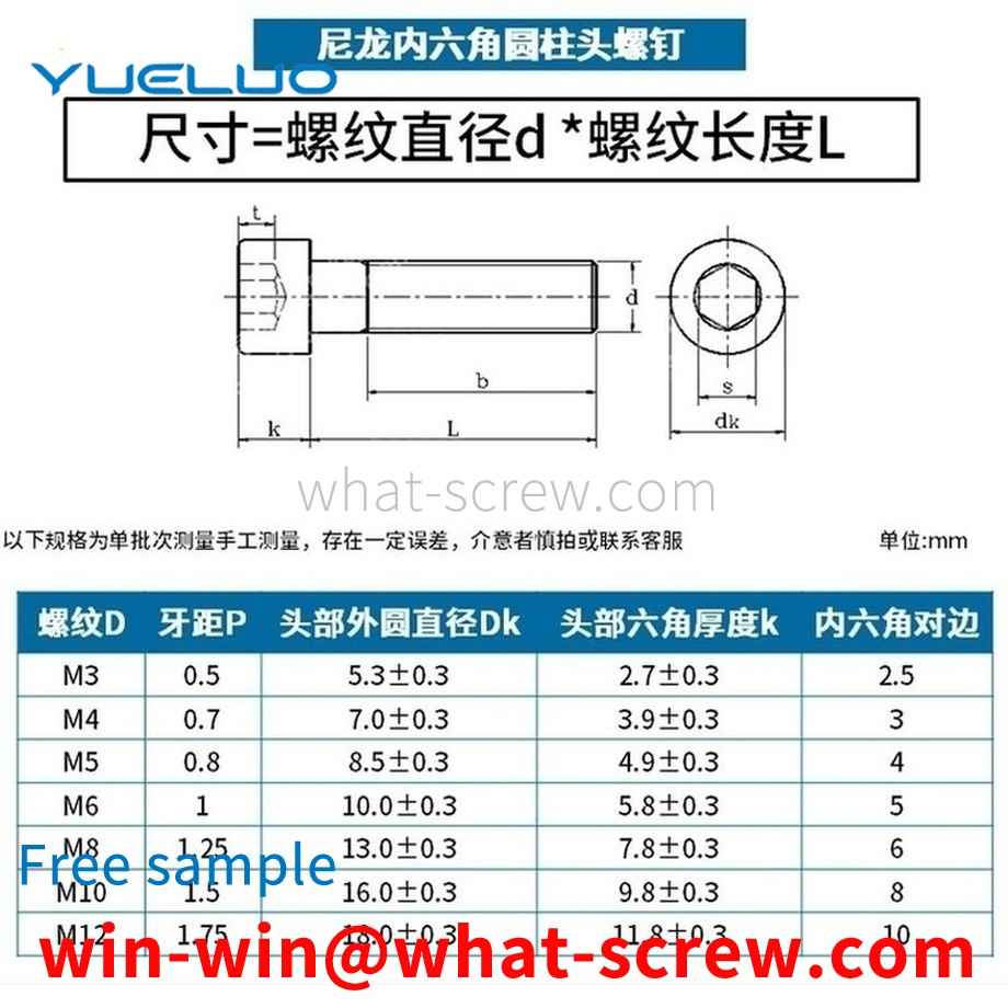 Custom Nylon Cylindrical Screws