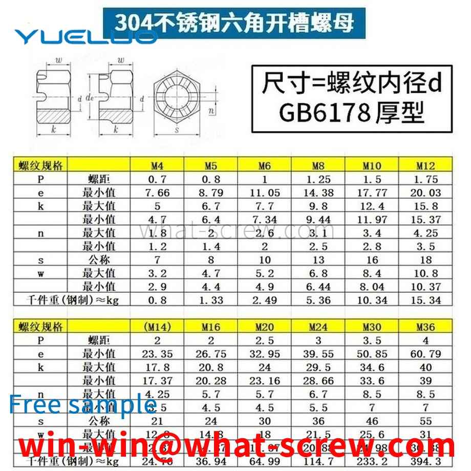 Customized Hexagon Slotted Nuts