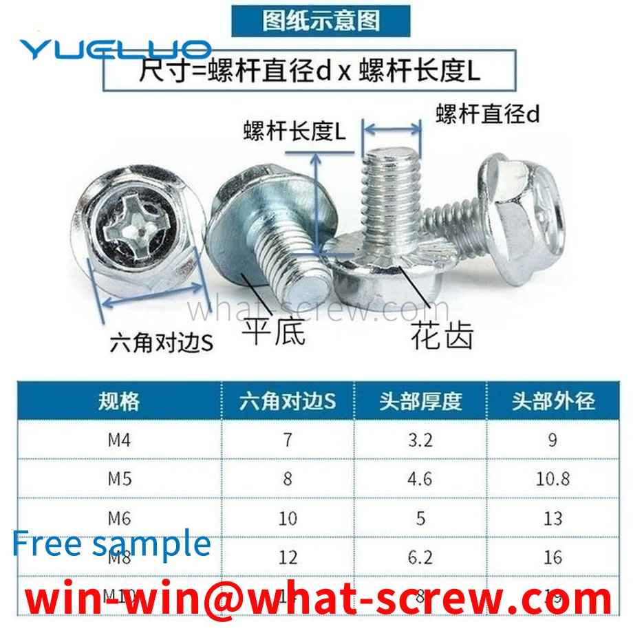 Customized Flat Bottom Cross AucklandHex Flange Screws