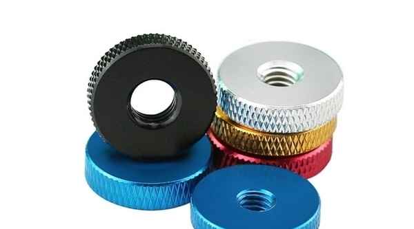 Custom knurled aluminum alloy single-layer hand screw nut thin small step nut oxidation multi-color 3/4