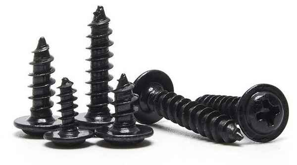 Processing black round head with pad self-tapping screw pan head pointed tail with self-tapping screw 3/4 5/8