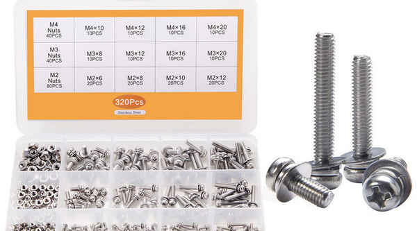 Processing 304 stainless steel cross round head three combination screw nut set pan head boxed screw