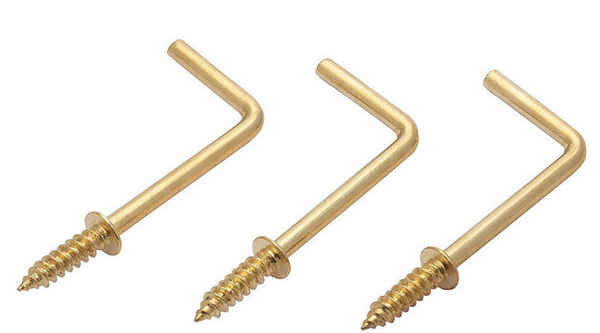 Copper-plated seven-character hook self-tapping screw right-angle hook 7-character screw 7-character hook photo frame hook screw L-shaped screw 5/8