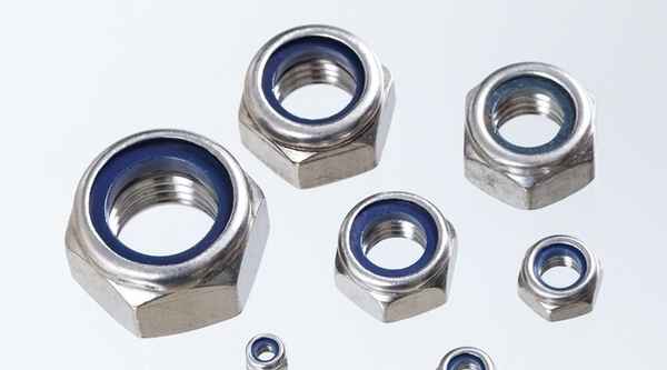 Production of 304 stainless steel anti-loose thin lock nut blue white nylon ring positive and negative teeth American standard