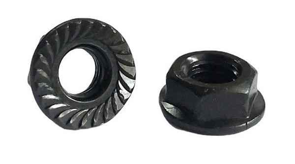 Black Zinc Flange Nuts Flower Tooth Nuts Hex Lock Nuts with Washers Hex Nuts