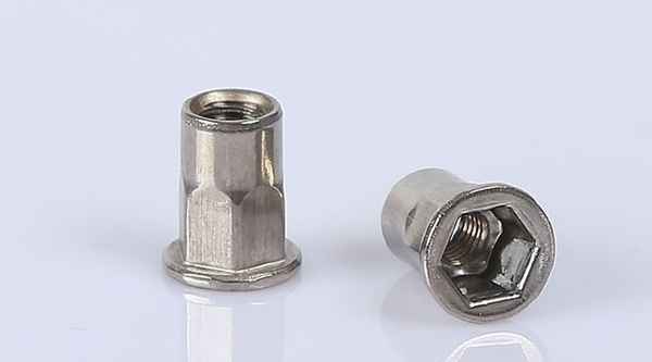 Customized 304 stainless steel new nut fasteners flat head inside and outside half hexagonal rivet nuts 3/8 5/8