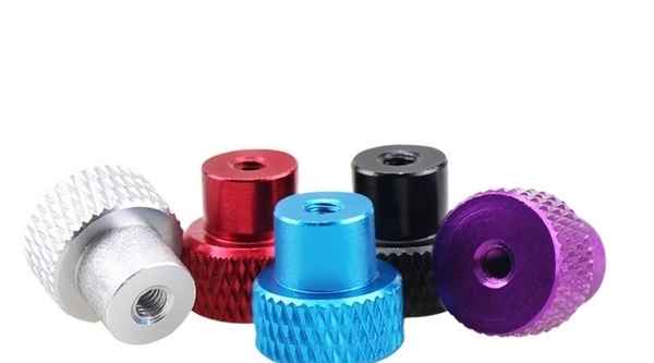 Wholesale t-type knurled hand screw nut camera tripod fastener aluminum alloy knurled nut through hole 3/8