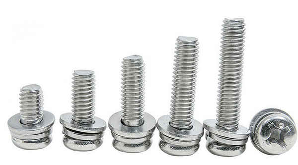 Production of 304 stainless steel group wire round head combination screw cross pan head three combination screw 3/8 5/8