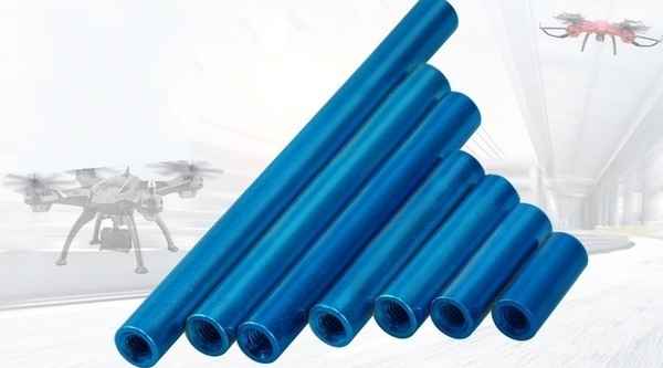 Customized water blue stud through hole hollow long nut aluminum column inner tooth model accessories anodized 3/4