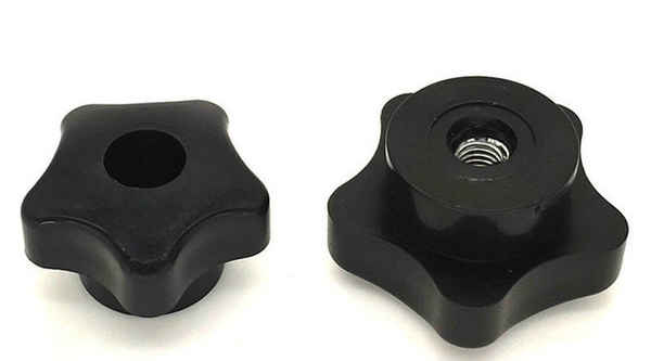 Custom-made plum blossom hand-twisted plastic head nut through-hole five-hexagonal star-shaped handle nut hand screw nut 3/8