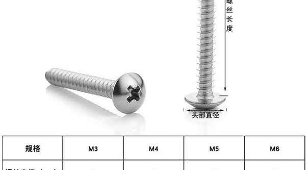 Processing 304 stainless steel cross large flat head self-tapping screw mushroom head self-tapping umbrella head self-tapping screw 3/4