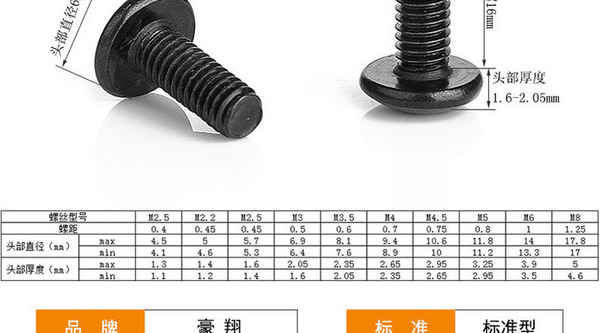 Customized carbon steel blackened cross flat head machine screw mushroom head bolt umbrella head machine screw screw