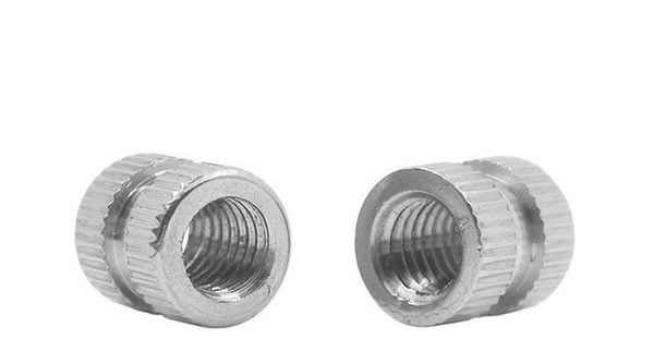 Processing injection nut knurled inserts round nut double through-hole embedded parts knurled nut 5/8