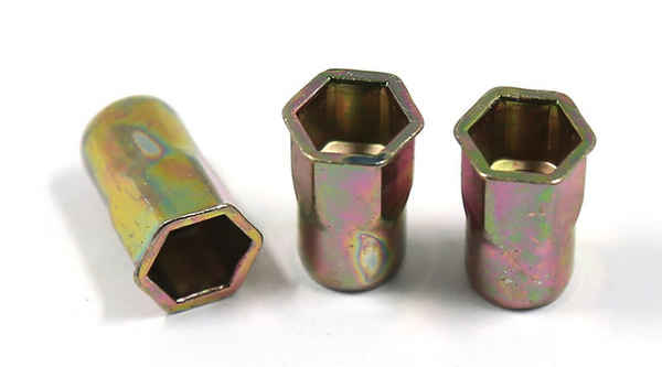 Wholesale small countersunk head inside and outside half hexagonal rivet nut pull cap carbon steel plated color zinc 3/4 1/4-20