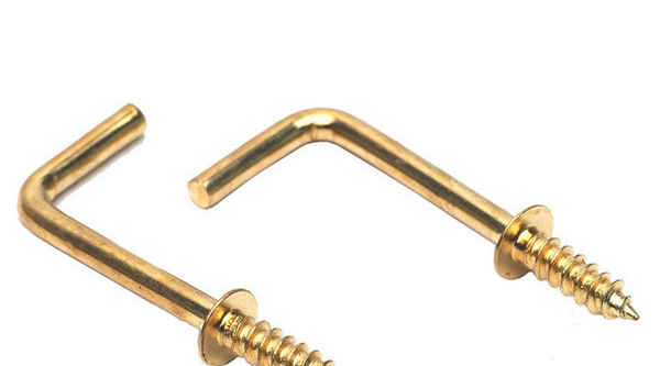 Wholesale carbon steel copper plated seven-word hook self-tapping screw right-angle hook 7-word hook photo frame hook L-shaped 3/4