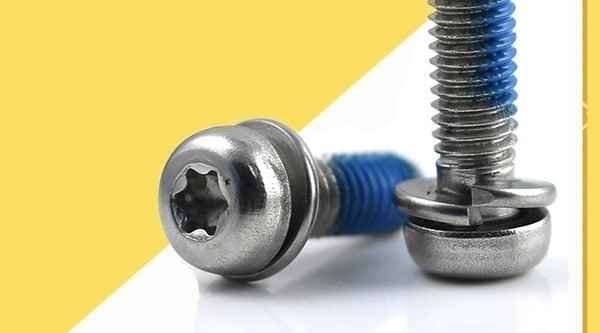 304 round head plum blossom hole screw spring washer combination anti-drop screw thread dispensing screw