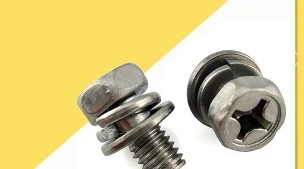 Hexagon cross hole combination bolt stainless steel cross spring flat washer combination bolt