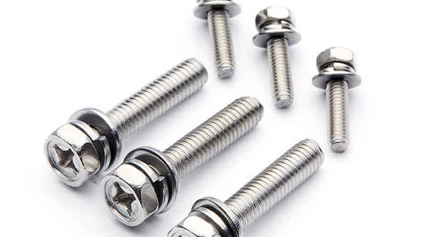 Supply 304 stainless steel cross groove external hexagon three combination screw with flat spring washer screw 5/8